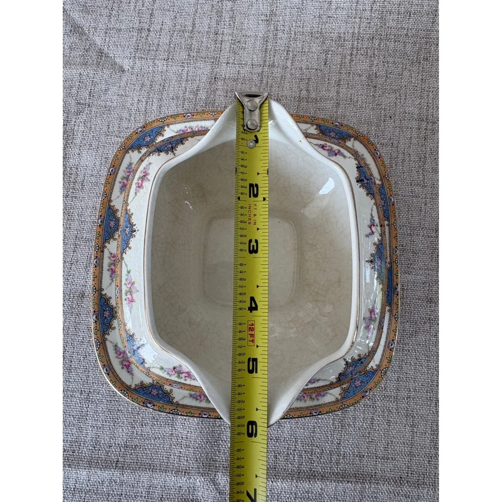 Carrollton China Gravy Boat OS Cream Good Antique Floral Gold Trim